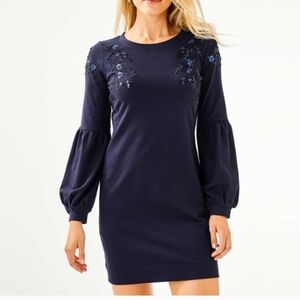 Lilly Pulitzer Bartlett Sequin Embroidered Dress Onyx NWT $178 Medium